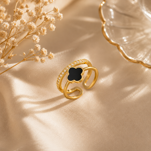 Midnight Clover Ring