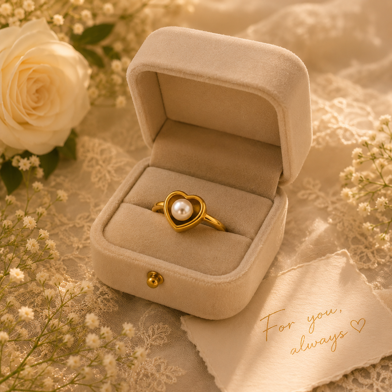 Heart Pearl Ring