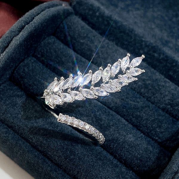 Silver Fern CZ Stone-Studded Anti Tarnish Ring