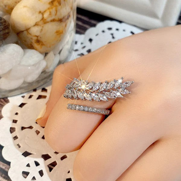 Silver Fern CZ Stone-Studded Anti Tarnish Ring